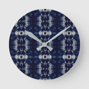 Reloj Redondo Mediano Hoja de Palma en Azul Delft