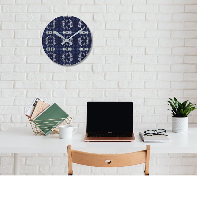 Reloj Redondo Mediano Hoja de palma en azul delft (Subido por el creador)