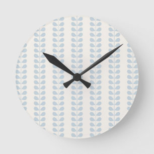 Reloj Redondo Mediano Hoja de raya azul claro