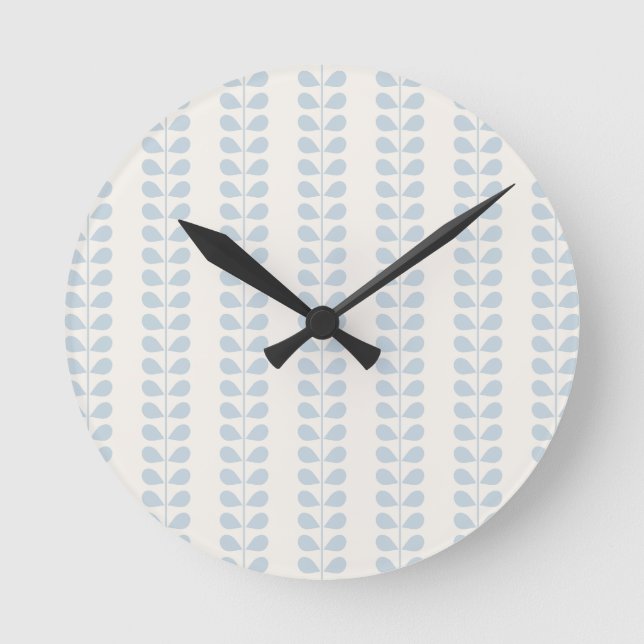 Reloj Redondo Mediano Hoja de raya azul claro (Anverso)