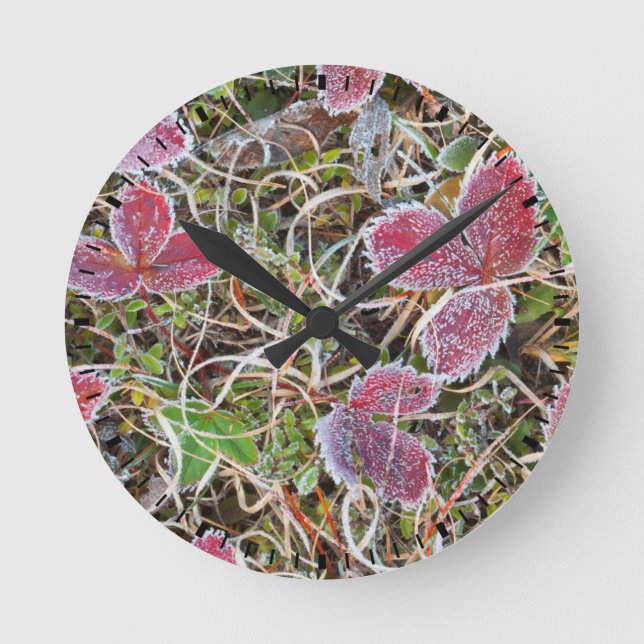 Reloj Redondo Mediano Hojas cubiertas de escarcha, Canadá (Anverso)