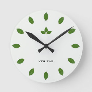 Reloj Redondo Mediano Hojas de árbol de bahía verde elegantes y con esti
