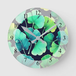 Reloj Redondo Mediano Hojas de Ginko biloba