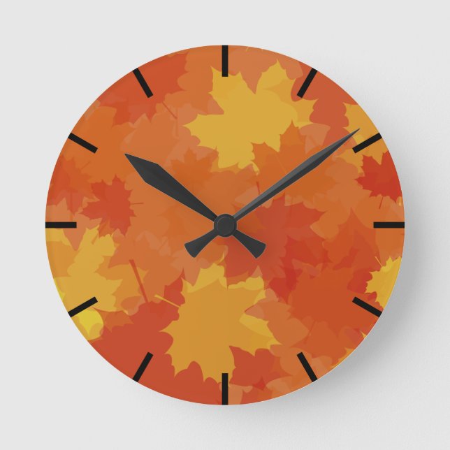 Reloj Redondo Mediano Hojas de otoño (Anverso)