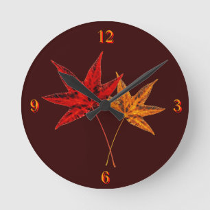 Reloj Redondo Mediano Hojas de otoño