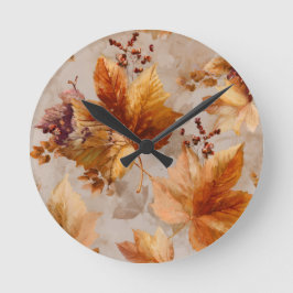 Reloj Redondo Mediano Hojas de otoño antiguas