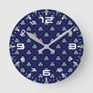 Reloj Redondo Mediano Hojas de trébol Patrón del Día de San Patricio-532