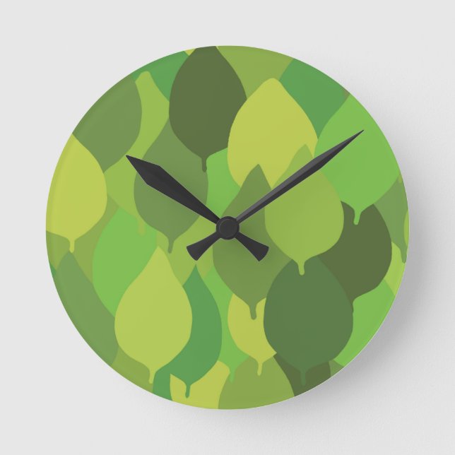 Reloj Redondo Mediano Hojas frondosas alegres - patrón de superficie sin (Anverso)