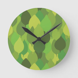 Reloj Redondo Mediano Hojas frondosas alegres - patrón de superficie sin