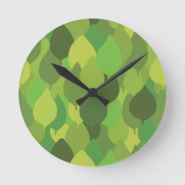 Reloj Redondo Mediano Hojas frondosas alegres - patrón de superficie sin (Anverso)