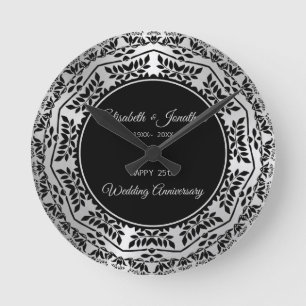 Reloj Redondo Mediano Hojas Mandala 25 Aniversario