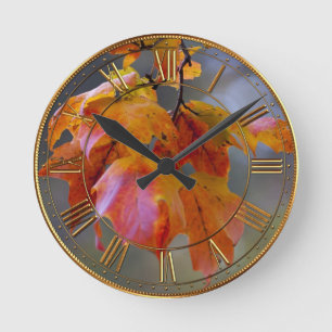 Reloj Redondo Mediano Hojas otoñales