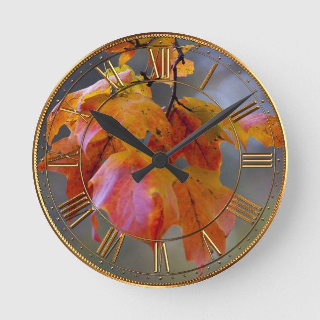 Reloj Redondo Mediano Hojas otoñales (Anverso)