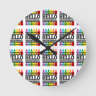 Reloj Redondo Mediano Hola a la escuela preescolar