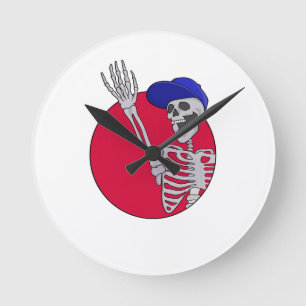Reloj Redondo Mediano Hola amigos Guay y Funny Skeleton