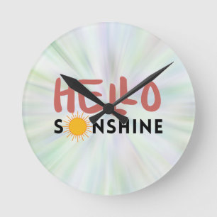 Reloj Redondo Mediano Hola Sonshine, Sun Rays, vibraciones de verano