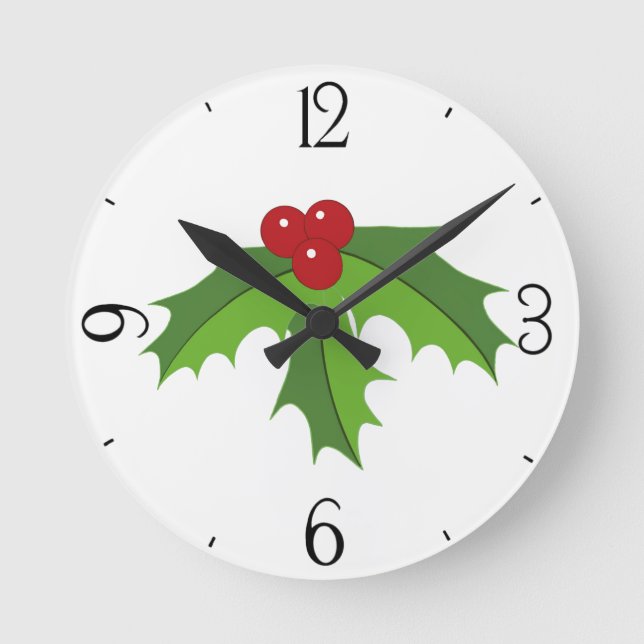 Reloj Redondo Mediano Holly Berries (Anverso)