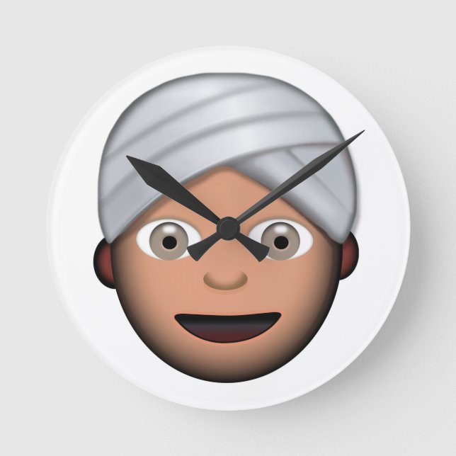Reloj Redondo Mediano Hombre con emoji del turbante (Anverso)