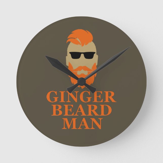 Reloj Redondo Mediano Hombre de barba jengibre gracioso barbudo (Anverso)