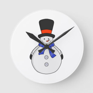 Reloj Redondo Mediano Hombre de nieve con sombrero superior