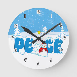 Reloj Redondo Mediano Hombre de nieve de la paz Tornillo Gráficos Navida