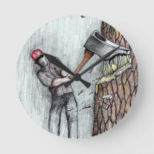 Reloj Redondo Mediano Hombre del hacha ninguna motosierra