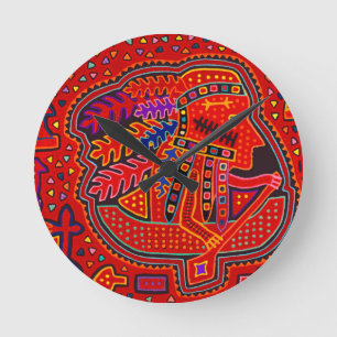 Reloj Redondo Mediano Hombre indio kuna en canoa