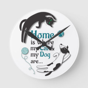 Reloj Redondo Mediano Home is where my Cat & my Dog are