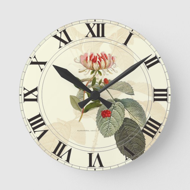 Reloj Redondo Mediano Honeysuckle Rose Botanical Clockface (Anverso)