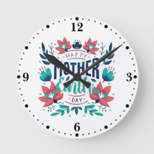 Reloj Redondo Mediano Hoodie del Día de la Madre Tierra dibujado a mano 