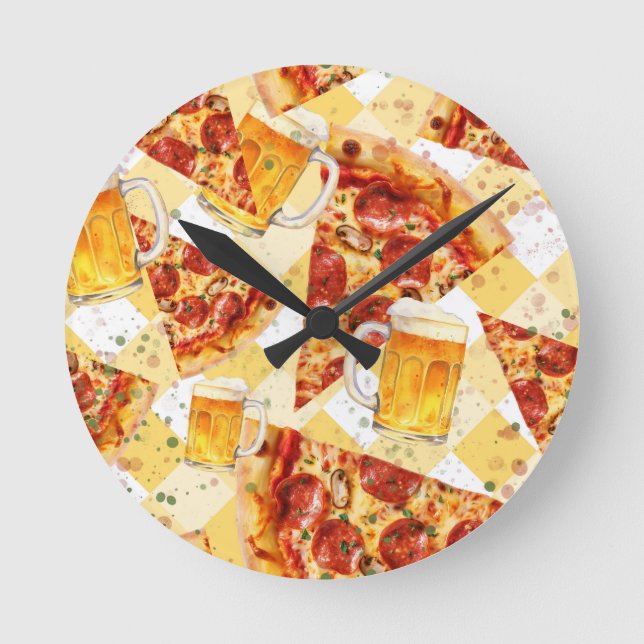 Reloj Redondo Mediano Hora de pizza Hora de cerveza (Anverso)