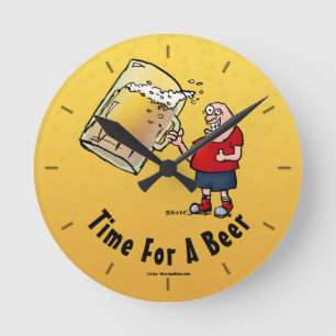 Reloj Redondo Mediano Hora De Una Cerveza Dibujo Animado Divertido