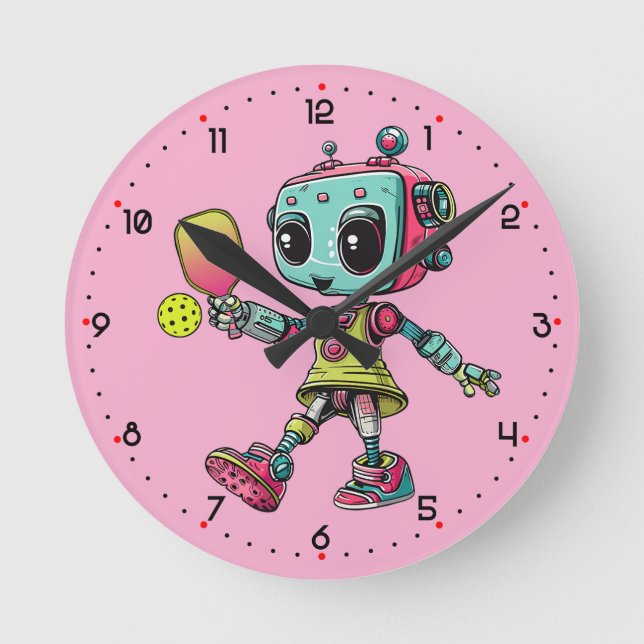 Reloj Redondo Mediano ¡Hora del DINK-O-TRON!  Pickleball  (Anverso)