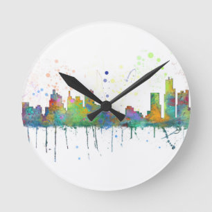RELOJ REDONDO MEDIANO HORIZONTE DE DETROIT, MICHIGAN