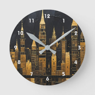 Reloj Redondo Mediano Horizonte dorado de medianoche