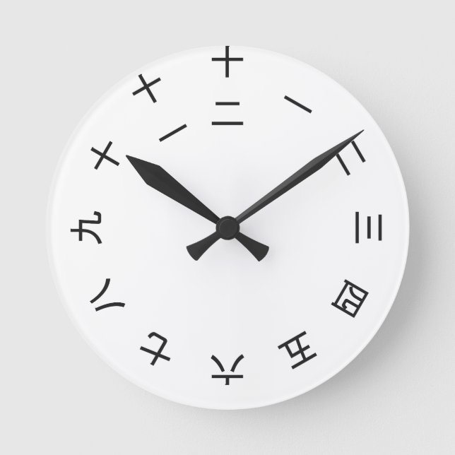 Reloj Redondo Mediano Horloge Kanji Clock 1-12 (rotated) (Anverso)