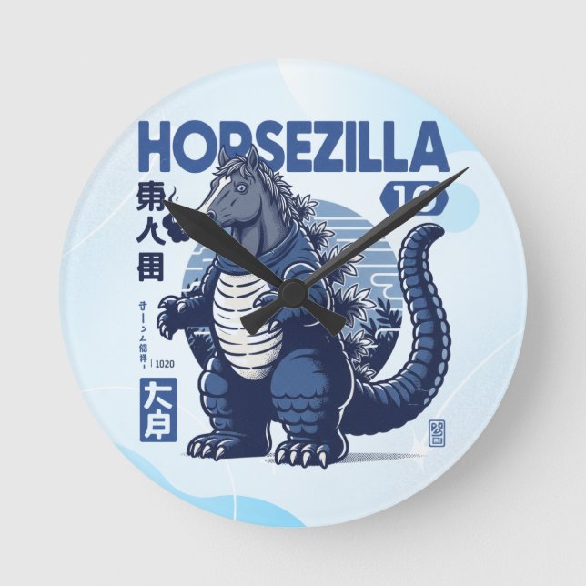 Reloj Redondo Mediano Horsezilla Shirt | Giant Monster Horse Art | Epic  (Anverso)