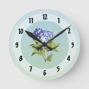 Reloj Redondo Mediano Hortensia Azul Agraciada