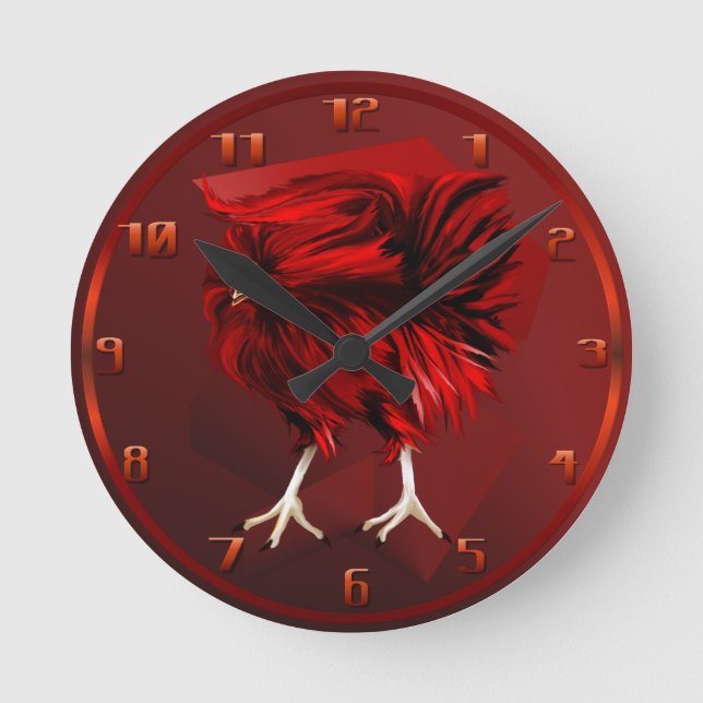 Reloj Redondo Mediano Hot Red Rooster Wallclock (Anverso)