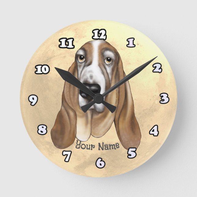 Reloj Redondo Mediano Hound Basset (Anverso)