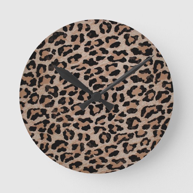 Reloj Redondo Mediano huella de leopardo de cheetah (Anverso)