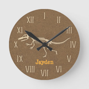 Reloj Redondo Mediano Huesos de dinosaurio frescos del Velociraptor para