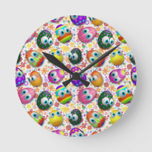 Reloj Redondo Mediano Huevos de Pascua lindos y divertidos dibujos anima
