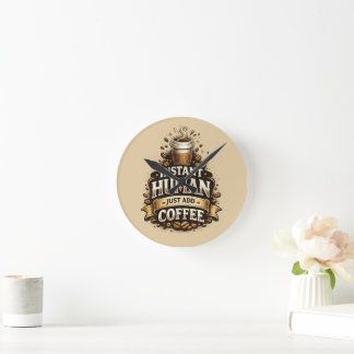 Reloj Redondo Mediano Humano Instantáneo Solo Añade Café – Amante del Ca