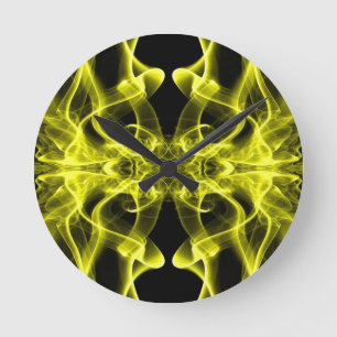 Reloj Redondo Mediano Humo Amarillo Simétrico Minimalista Negro