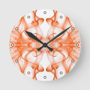 Reloj Redondo Mediano Humo Naranja Simétrico Minimalista Blanco