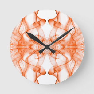 Reloj Redondo Mediano Humo Naranja Simétrico Minimalista Blanco