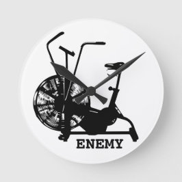 Reloj Redondo Mediano Humor de gimnasio blanco negro entrenamiento diver