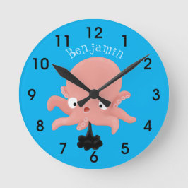 Reloj Redondo Mediano Humor de personalizado de pulpo de bebé de color r