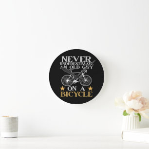 Reloj Redondo Mediano Humor Divertido de Ciclista en Bicicleta